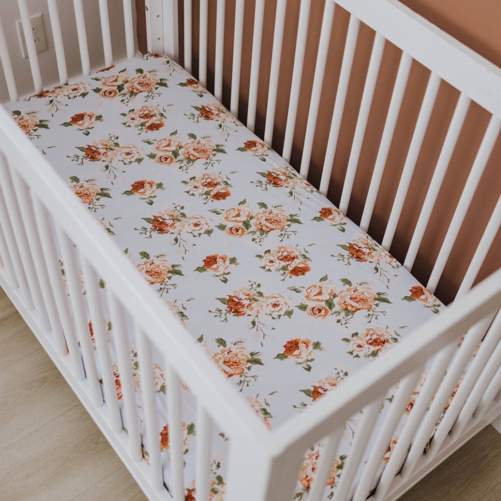 Little Miss Dessa | Knit Jersey Crib Sheet | Persimmon